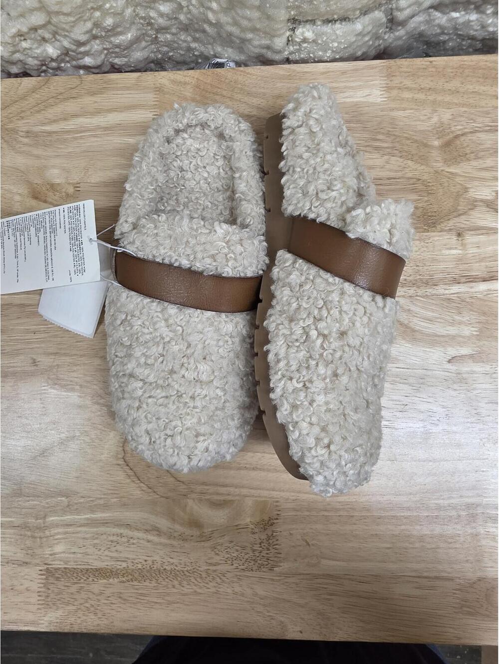 Amazon Essentials Backless Shearling Memory Foam Mule Ivory Tan Women’s 7.5 - Picture 6 of 10